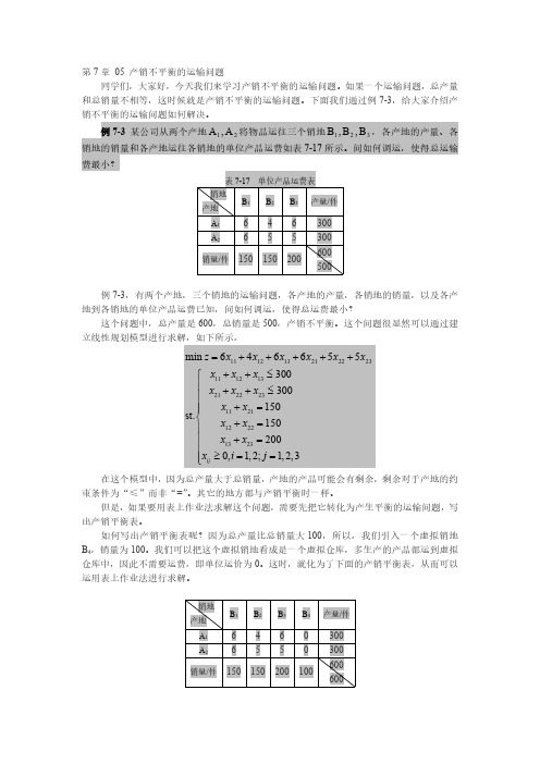 第7章05-产销不平衡的运输问题