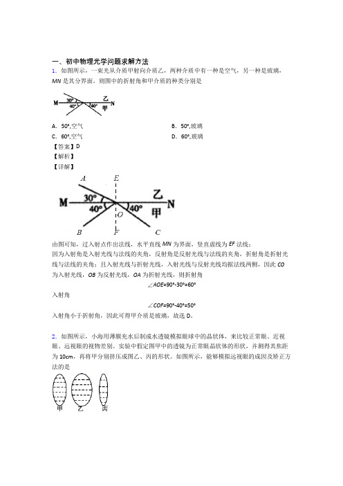 中考物理培优 易错 难题(含解析)之光学问题求解方法