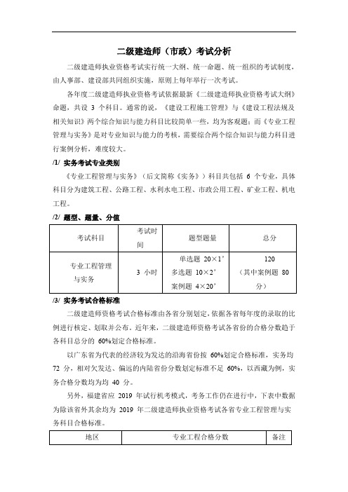 二级建造师市政考试分析