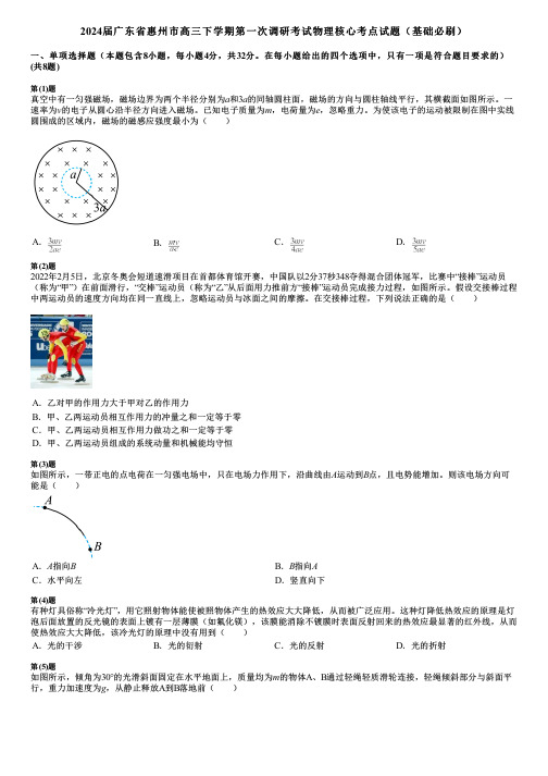 2024届广东省惠州市高三下学期第一次调研考试物理核心考点试题(基础必刷)