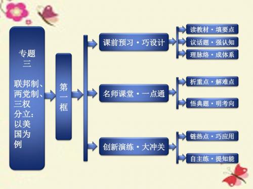 人教版高中政治选修3专题三第一框《美国的联邦制》ppt课件