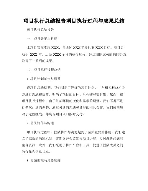 项目执行总结报告项目执行过程与成果总结