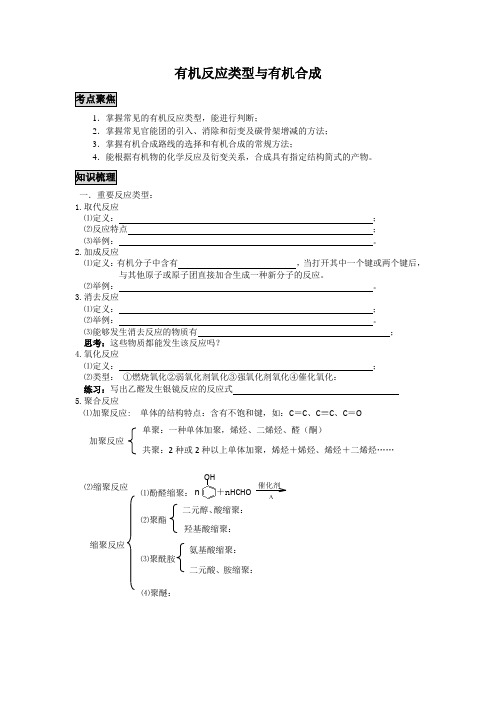 高三化学一轮复习教案：有机反应类型与有机合成(原创)