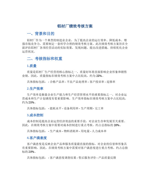 铝材厂绩效考核方案