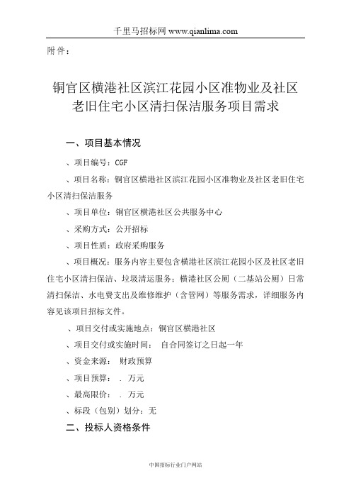 社区公共服务中心物业及社区老旧招投标书范本