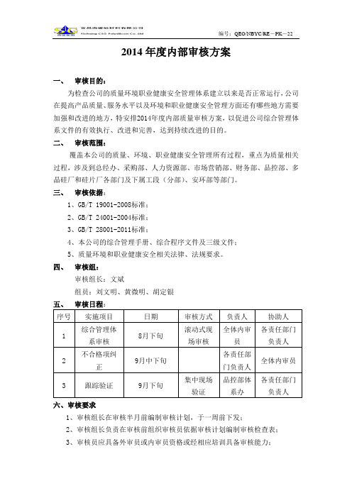 内部审核方案