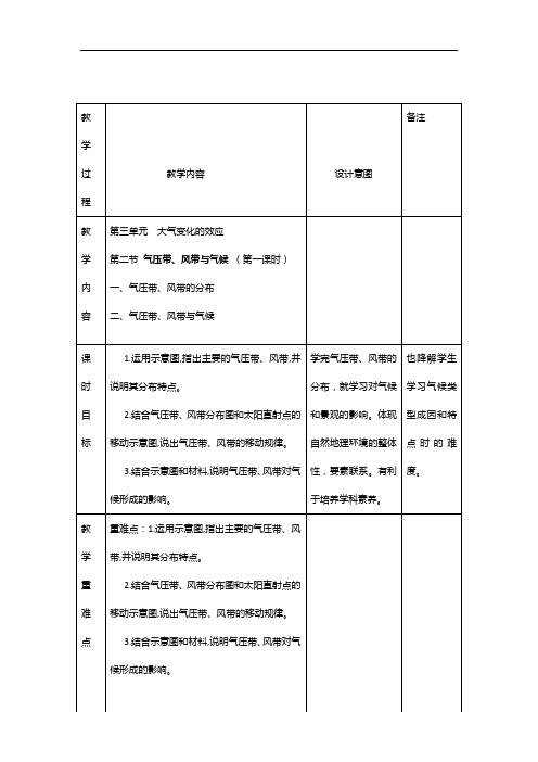 高中地理_3.2  气压带风带与气候教学设计学情分析教材分析课后反思