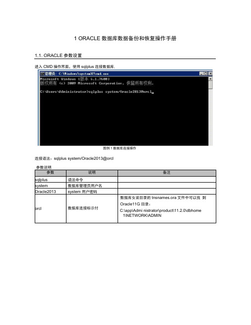 完整版Oracle数据库备份和恢复操作手册