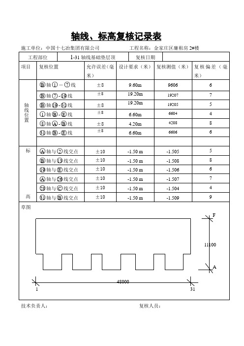 楼层轴线、标高、复核记录表5#