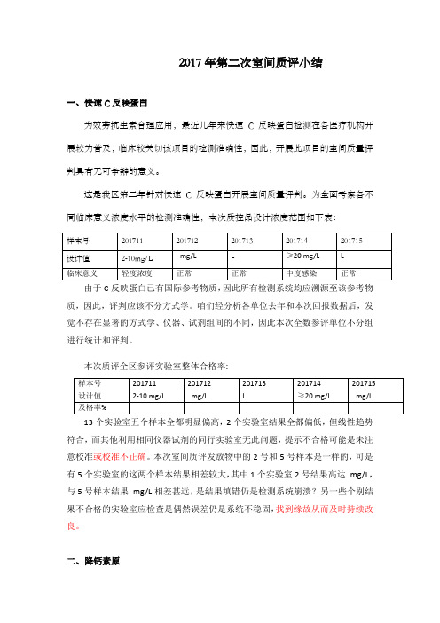 2017年第二次室间质评小结