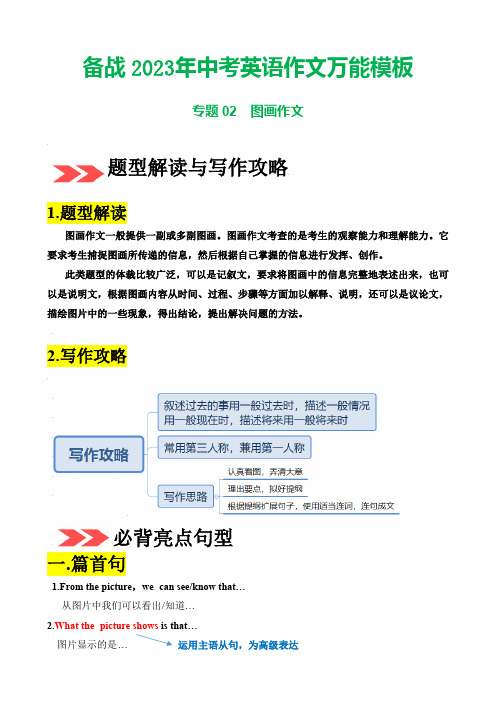 万能模板02 图画作文-备战2023年中考英语满分作文+万能模板+热点素材