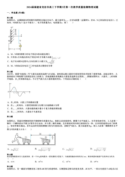 2024届福建省龙岩市高三下学期3月第一次教学质量检测物理试题