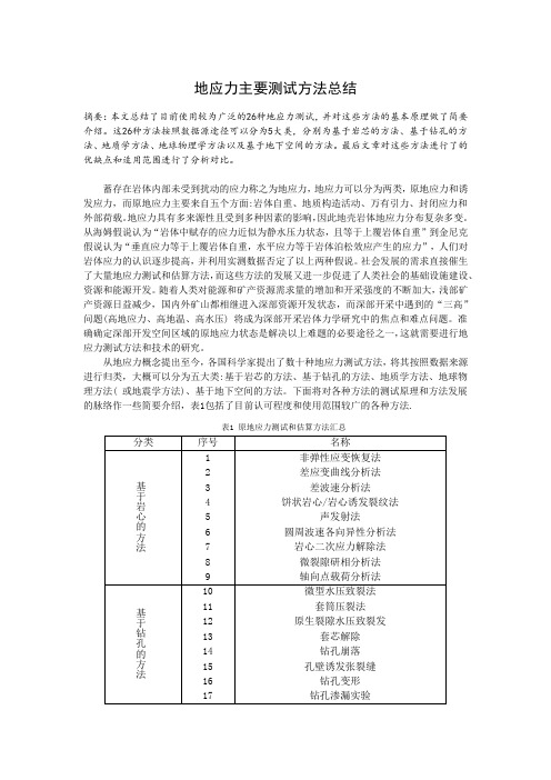 地应力测试方法分析