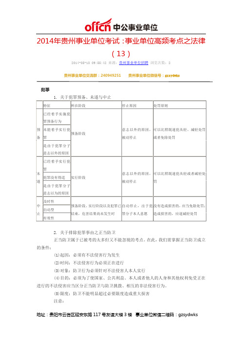 2014年贵州事业单位考试：事业单位高频考点之法律(13)