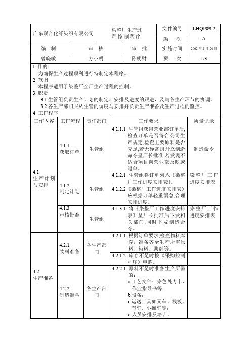 染整厂生产过程控制程序