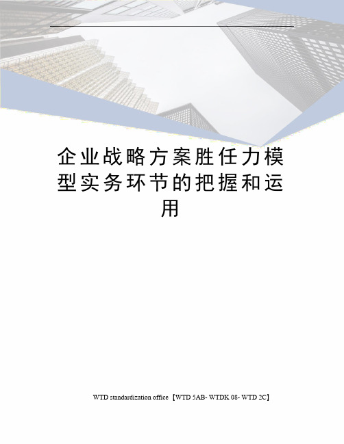 企业战略方案胜任力模型实务环节的把握和运用