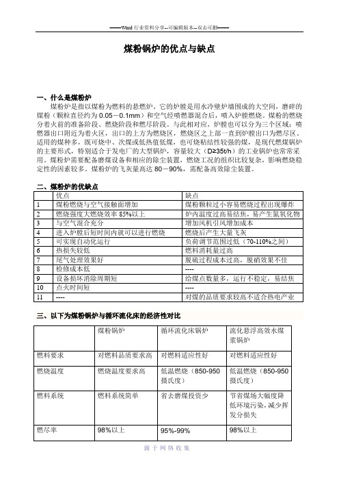 煤粉锅炉的优点与缺点