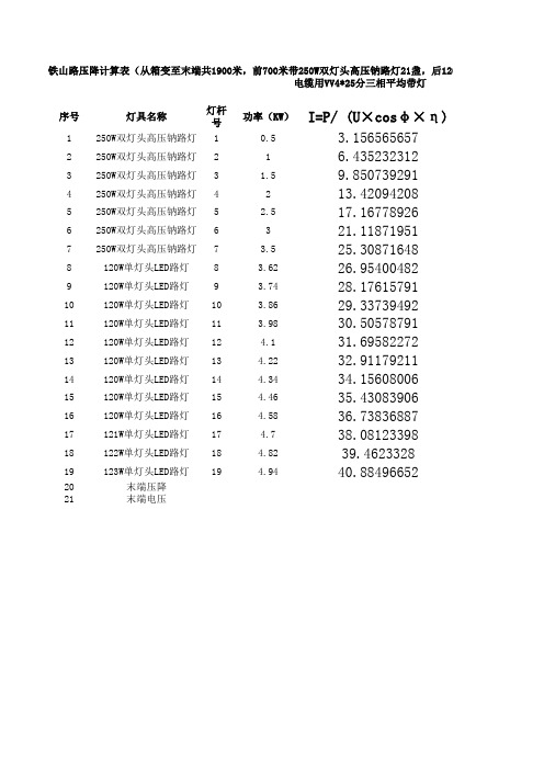 路灯压降计算表