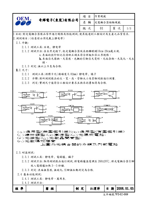 光耦检验规范