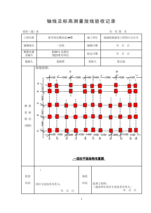 轴线及标高测量放线验收记录28959