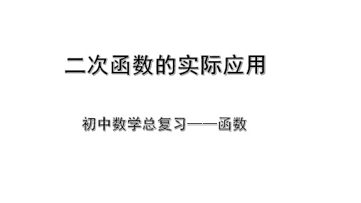 初中考数学总复习《函数》 二次函数的实际应用