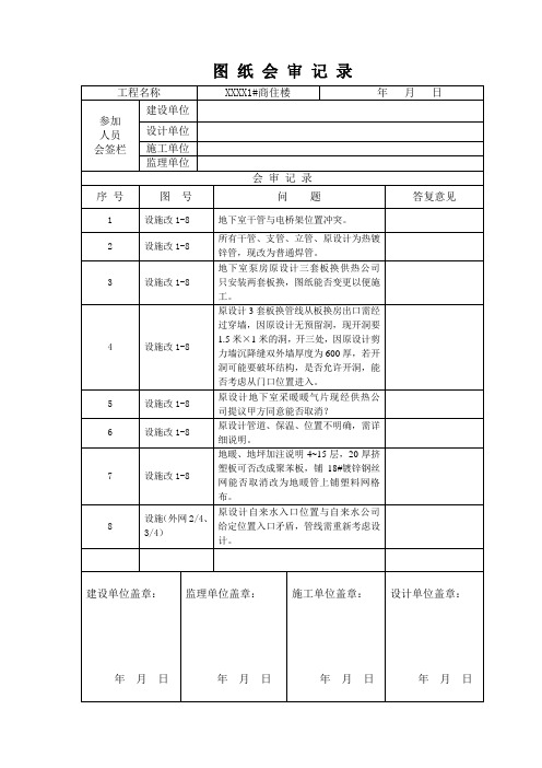 建筑图纸会审表(带填写示例)