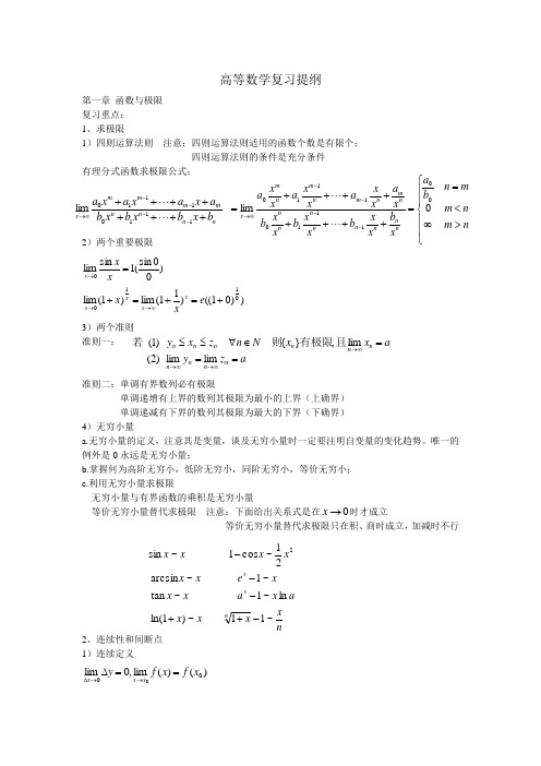 高等数学复习提要