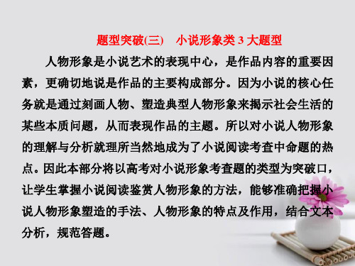 高三语文大一轮总复习专题十一文学类文本阅读(一)小说题型突破(三)小说形象类3大题型全省一等奖公开课