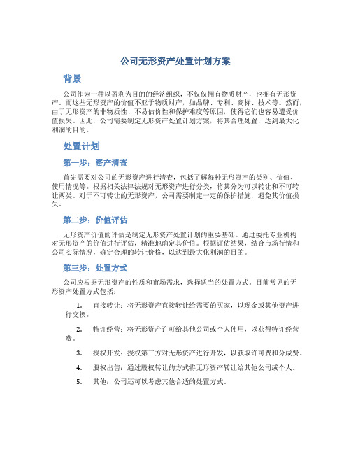 公司无形资产处置计划方案