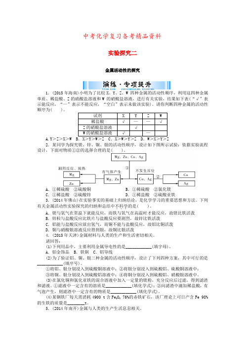 精品-广东省中考化学复习第二部分专题提升专题五实验探究二金属活动性的探究试题