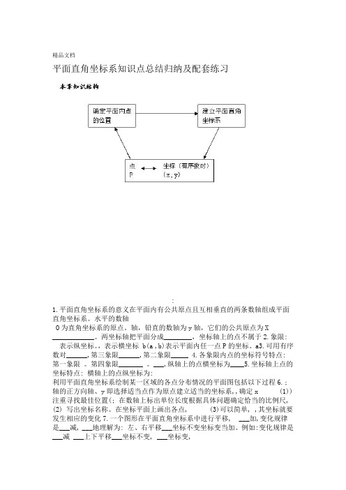 最新七年级下册数学平面直角坐标系知识点总结归纳及配套练习