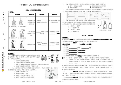 生物中考专题复习-  绿色植物的呼吸作用