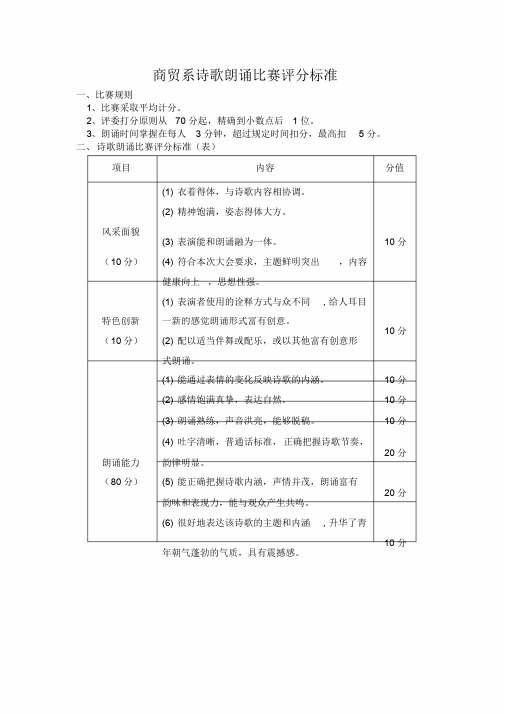 诗歌朗诵比赛规则