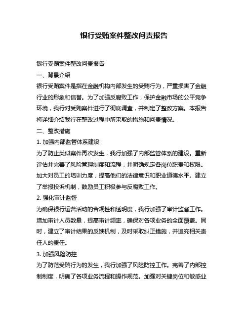 银行受贿案件整改问责报告