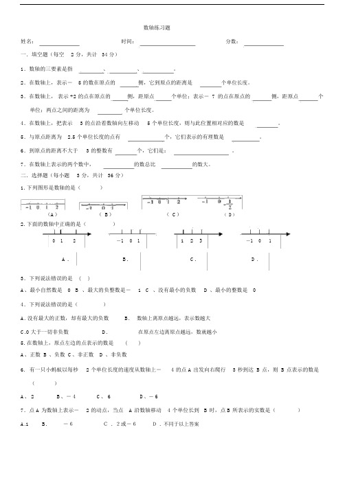 (完整版)数轴的练习题.doc