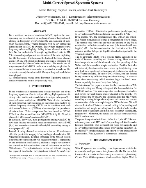 Maximum Likelihood Decoding of M-ary Orthogonal Modulated Signals for Multi-Carrier Spread-