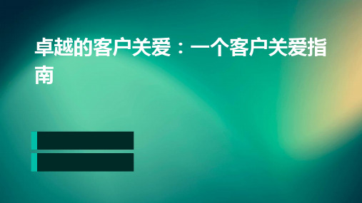 卓越的客户关爱：一个客户关爱指南