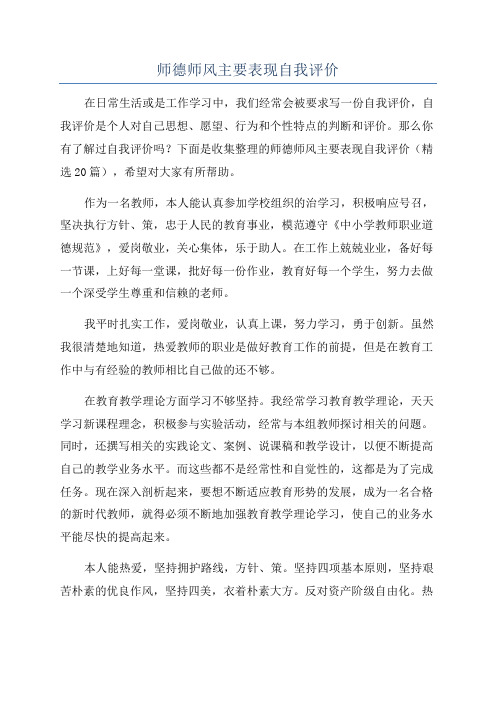 师德师风主要表现自我评价