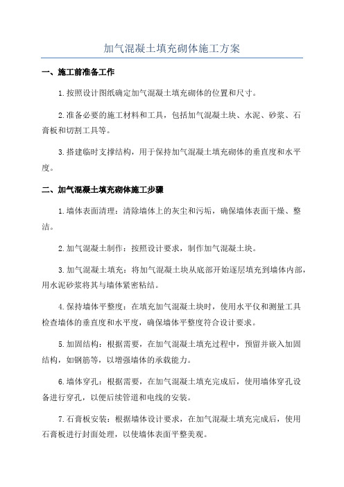 加气混凝土填充砌体施工方案