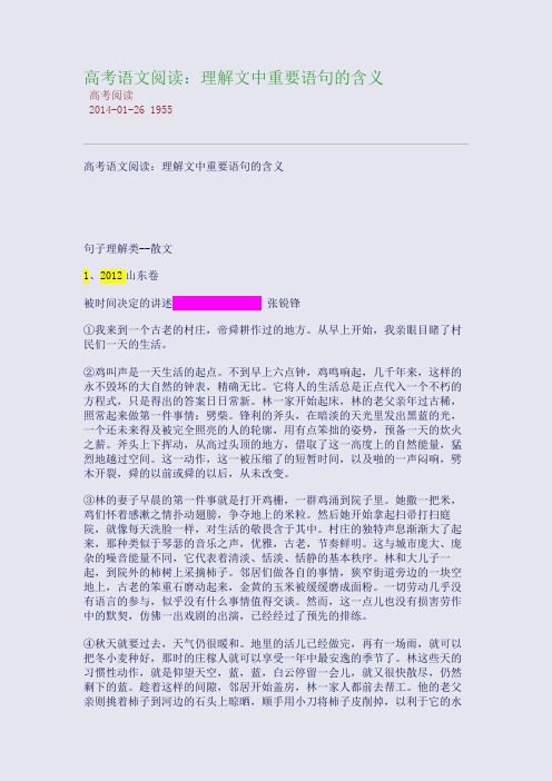 高考语文阅读：理解文中重要语句的含义