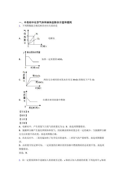 化学气体和固体分离和提纯的专项培优 易错 难题练习题(含答案)