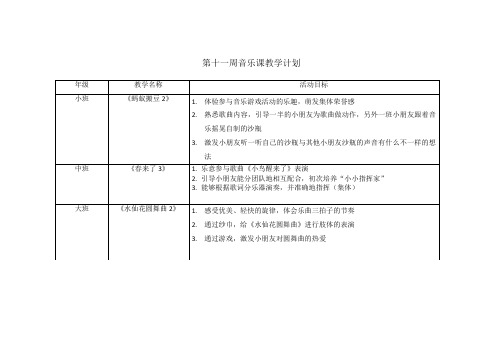 第十一周 音乐教学计划