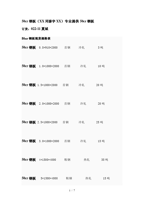 50cr钢板库存表