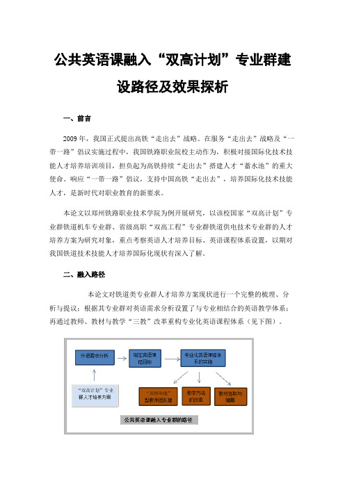 公共英语课融入“双高计划”专业群建设路径及效果探析