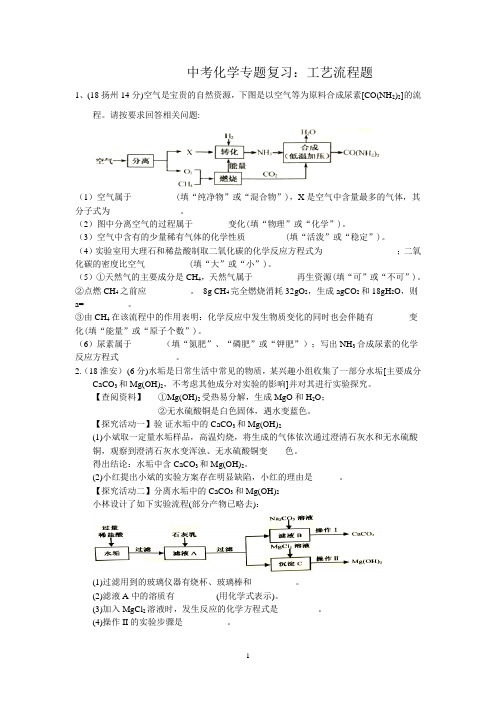 化学专题复习：工艺流程题