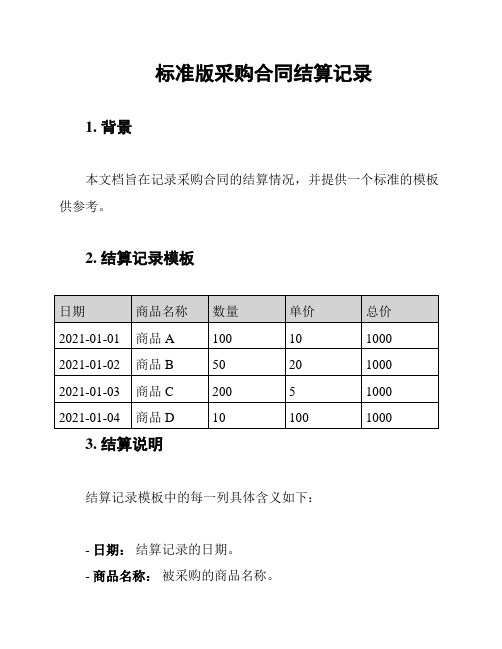 标准版采购合同结算记录