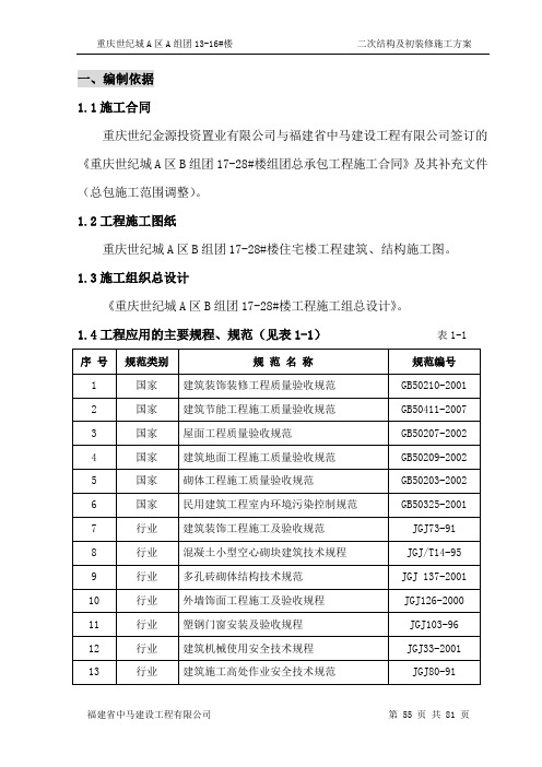 二次结构与装饰装修专项施工方案