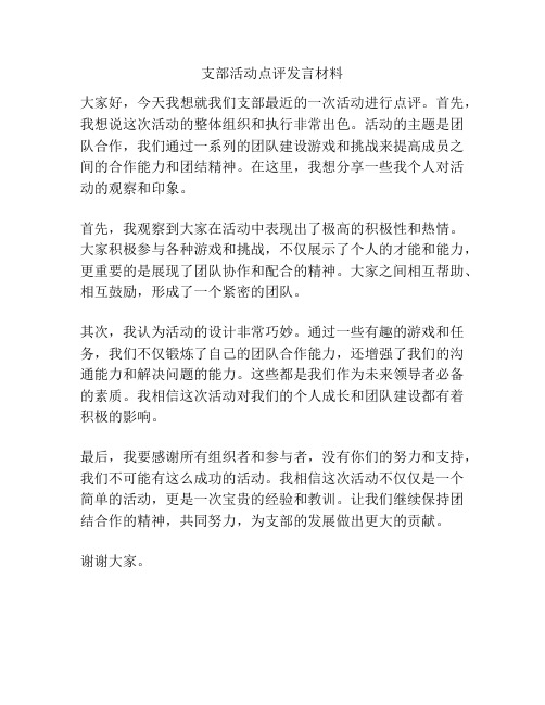 支部活动点评发言材料