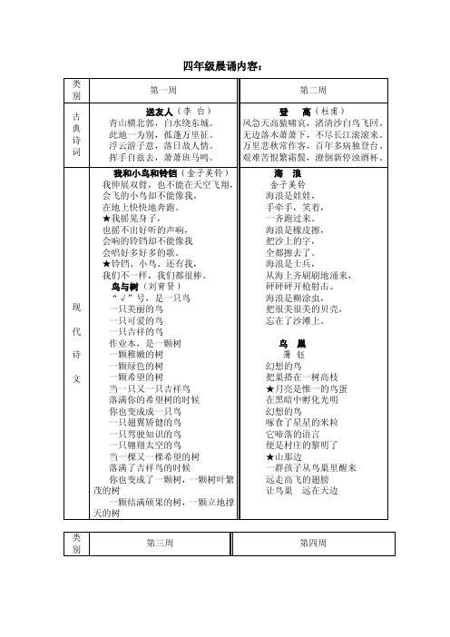 四年级晨读内容