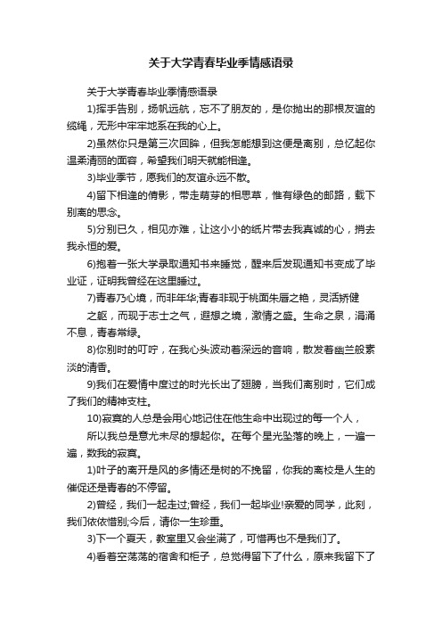 关于大学青春毕业季情感语录